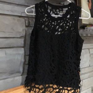 Black crochet dressy tank top